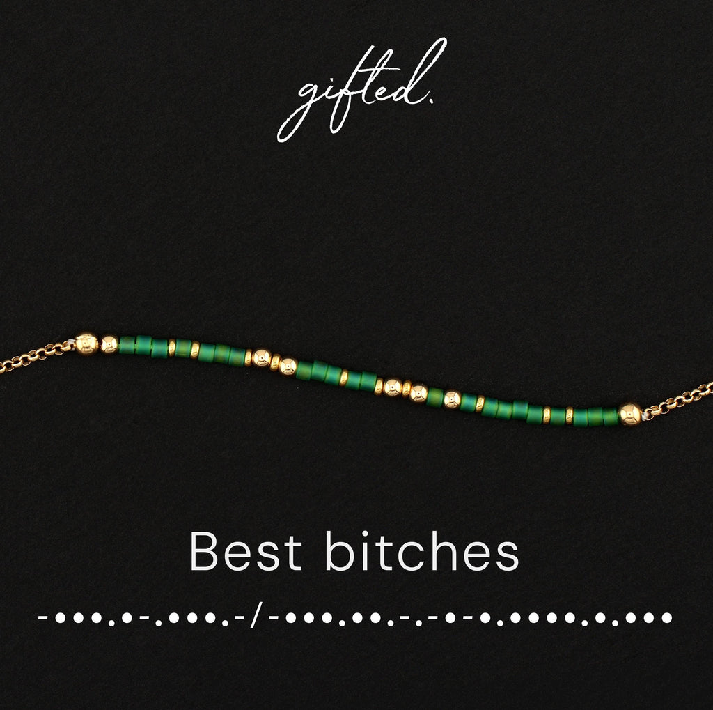 Custom Morse Code Necklace, Best Bitches | Funny Friend & Ride or Die Gift | Hidden Message Jewelry