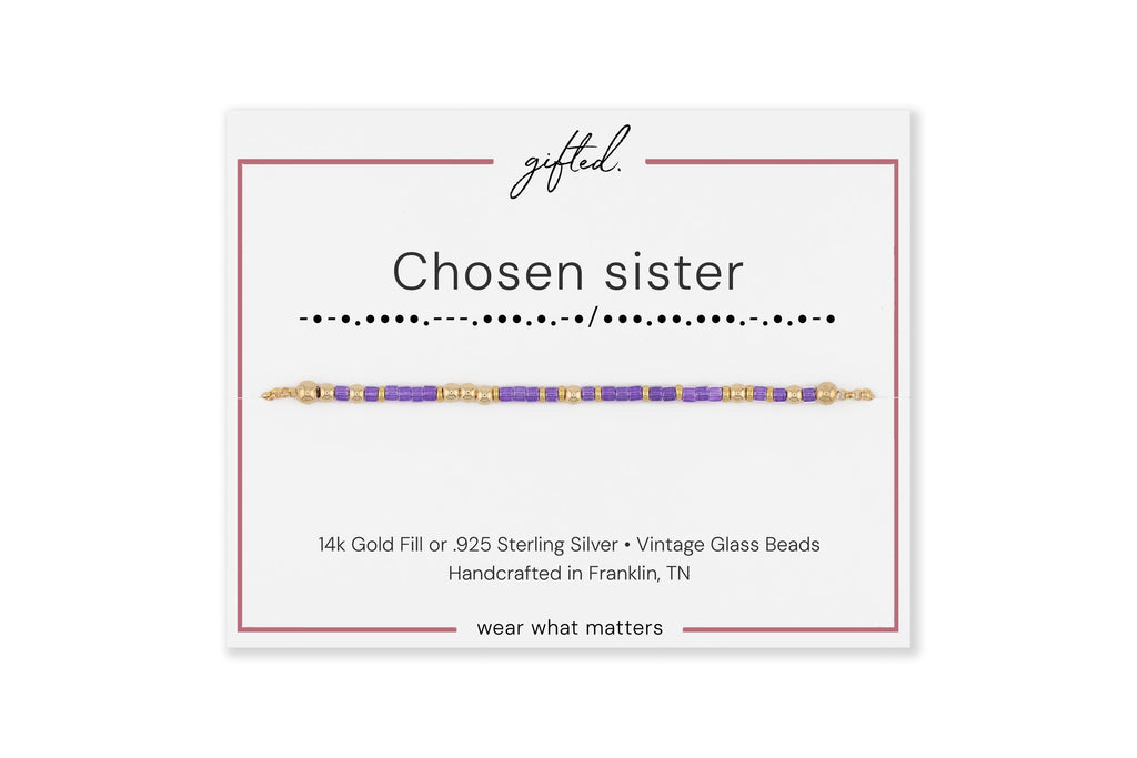 Custom Morse Code Bracelet, Chosen Sister Gift | Sister By Choice & Found Family | Hidden Message Jewelry
