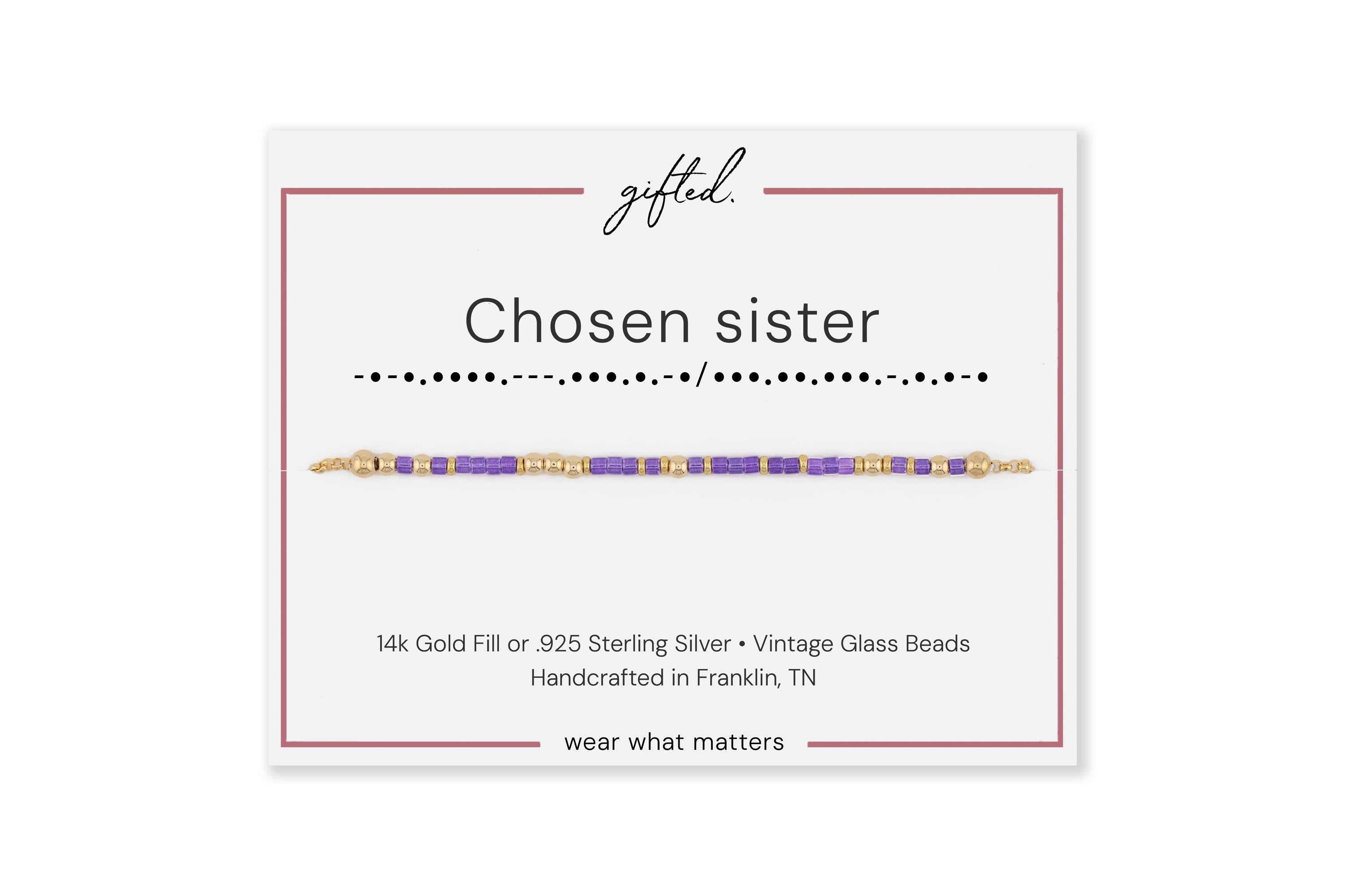 Custom Morse Code Bracelet, Chosen Sister Gift | Sister By Choice & Found Family | Hidden Message Jewelry