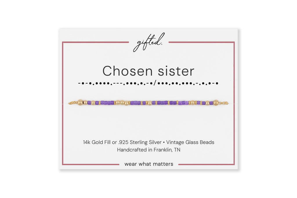 Custom Morse Code Bracelet, Chosen Sister Gift | Sister By Choice & Found Family | Hidden Message Jewelry