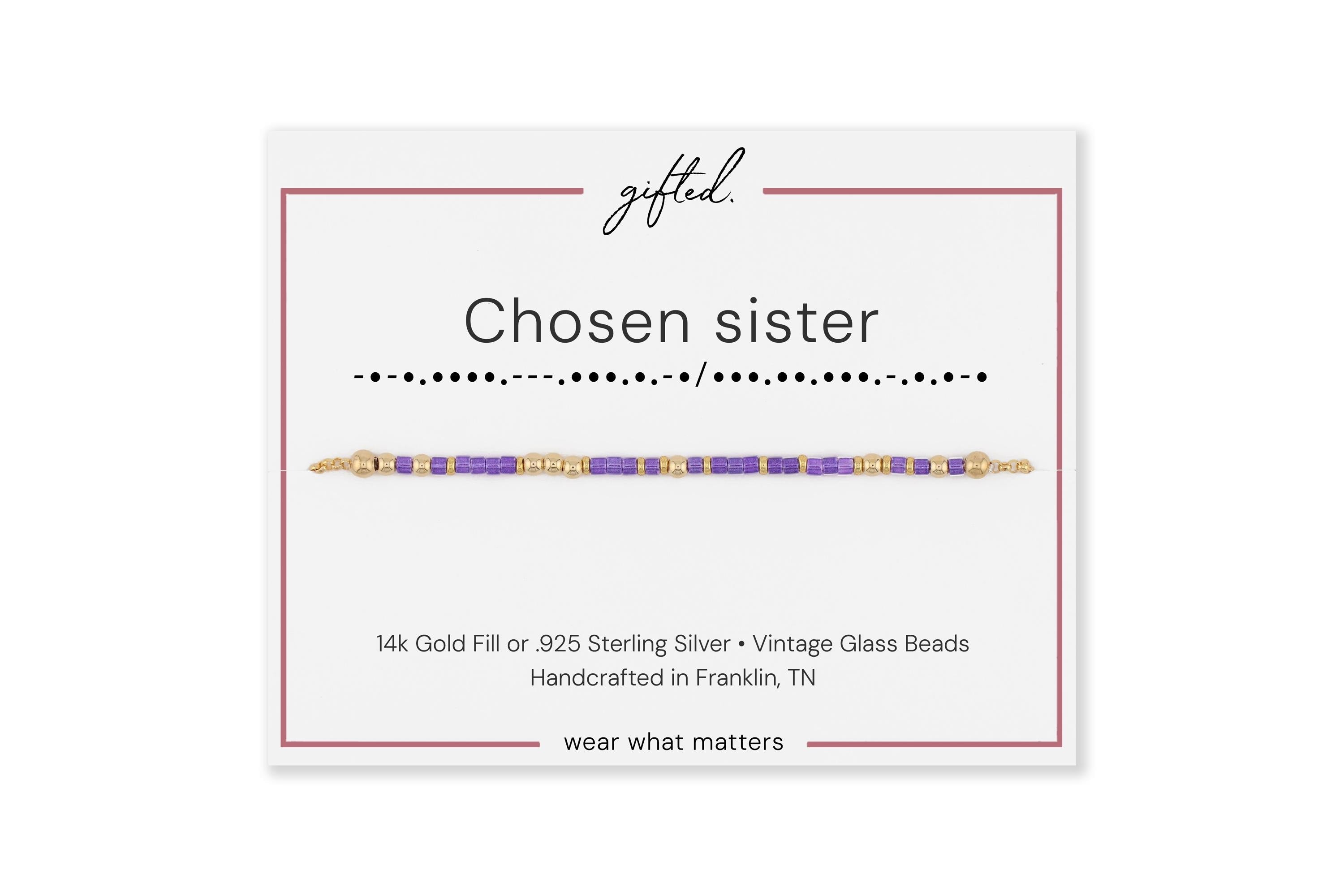 Custom Morse Code Bracelet, Chosen Sister Gift | Sister By Choice & Found Family | Hidden Message Jewelry