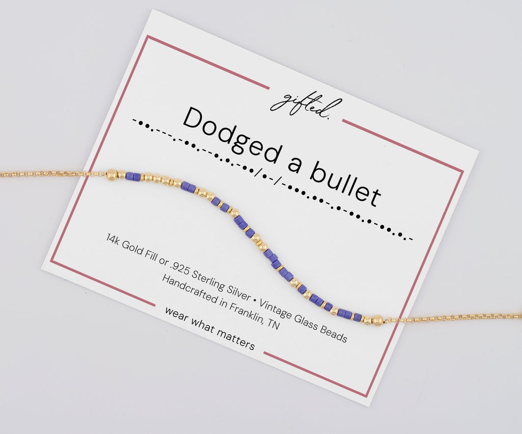 Custom Morse Code Bracelet, Dodged a Bullet | Breakup Humor Best Friend Gift | Hidden Message Jewelry