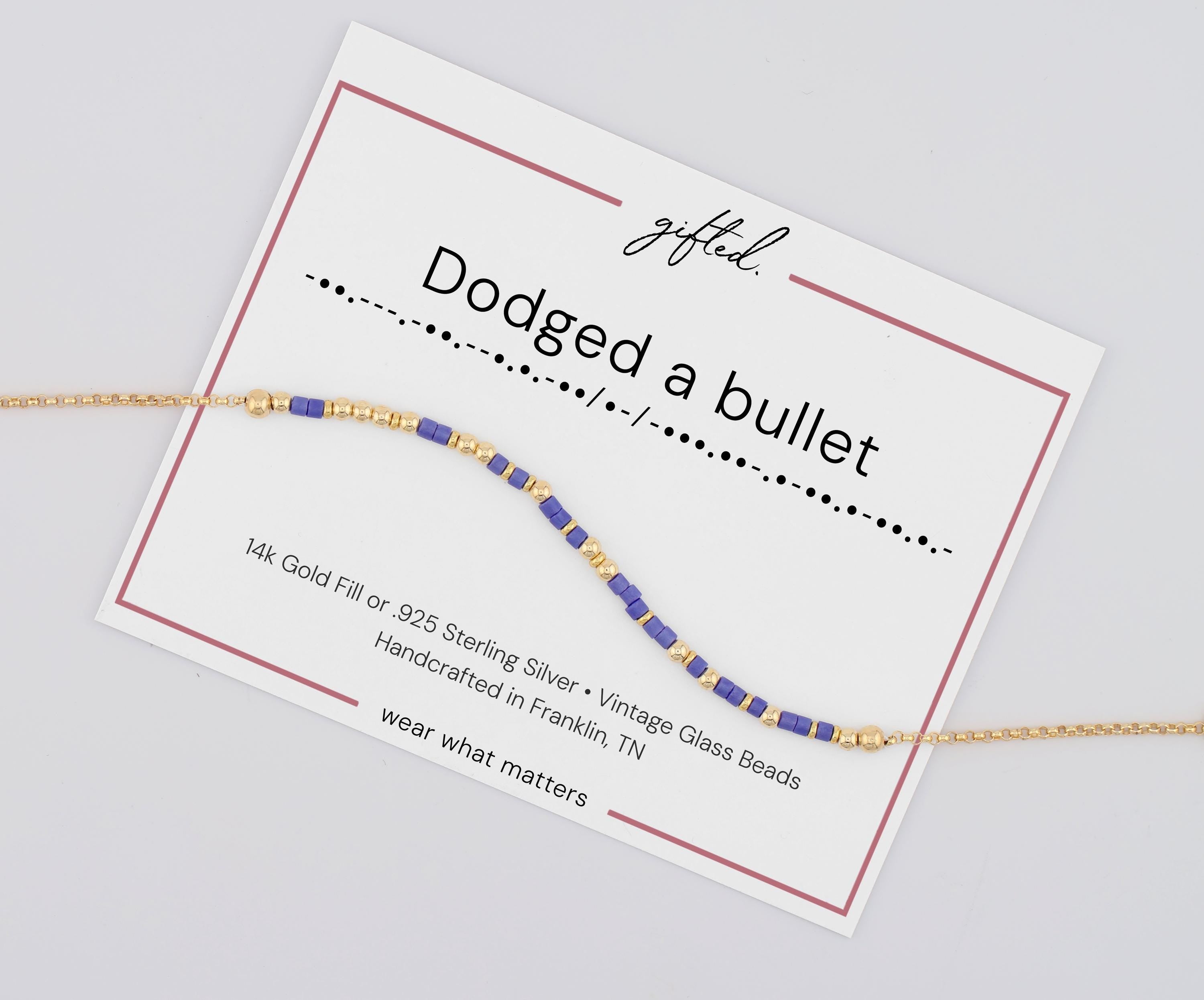 Custom Morse Code Bracelet, Dodged a Bullet | Breakup Humor Best Friend Gift | Hidden Message Jewelry