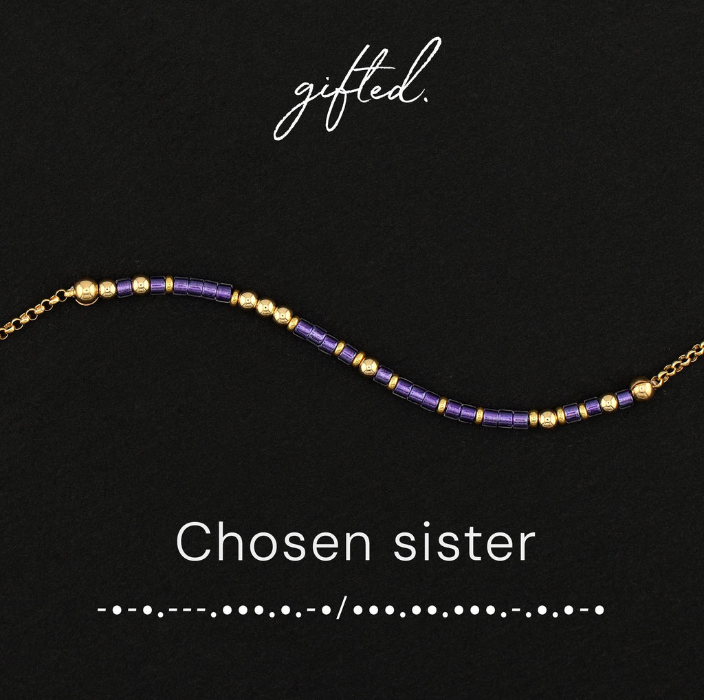 Custom Morse Code Bracelet, Chosen Sister Gift | Sister By Choice & Found Family | Hidden Message Jewelry