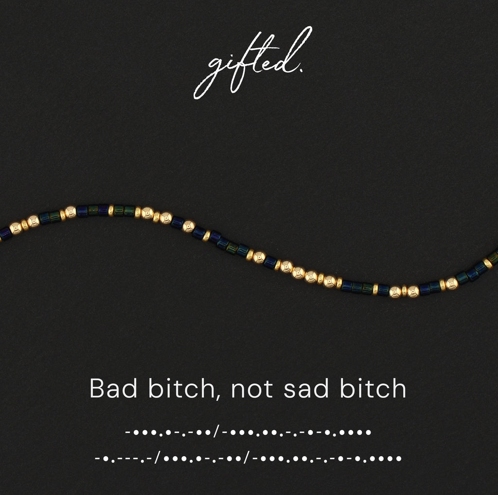 Custom Morse Code Bracelet, Bad Bitch Not Sad Bitch | Breakup & Empowerment Gift | Hidden Message Jewelry