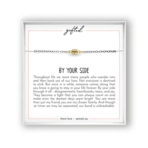 By Your Side Magnetic Bracelet or Necklace with Unbreakable Bond Card, Sterling Silver, 14kt Gold, Unique Friend Gift, Emotional Support