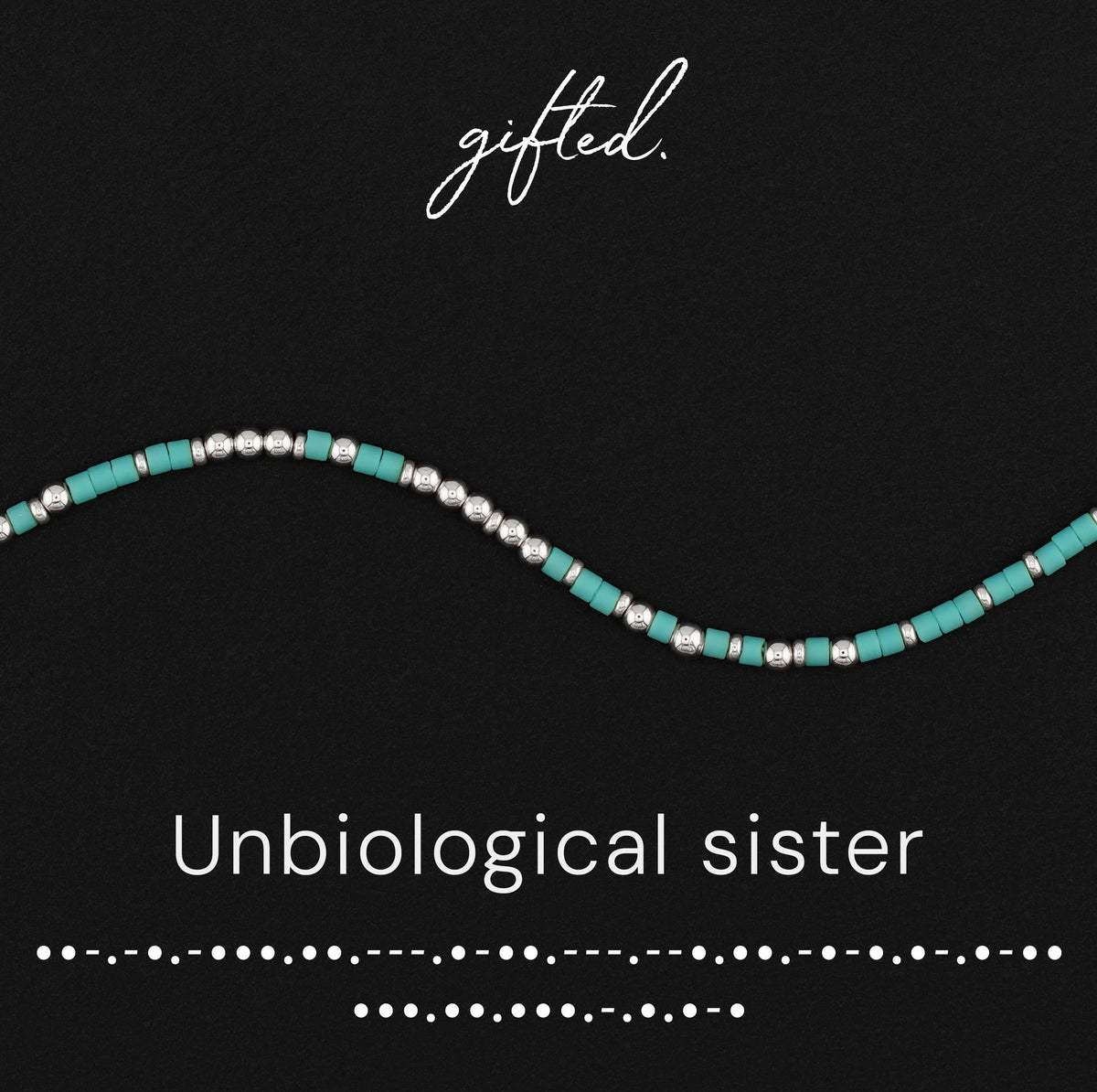 Unbiological sister Morse code bracelet in 14k Gold Fill and 925 Sterling Silver with glass beads