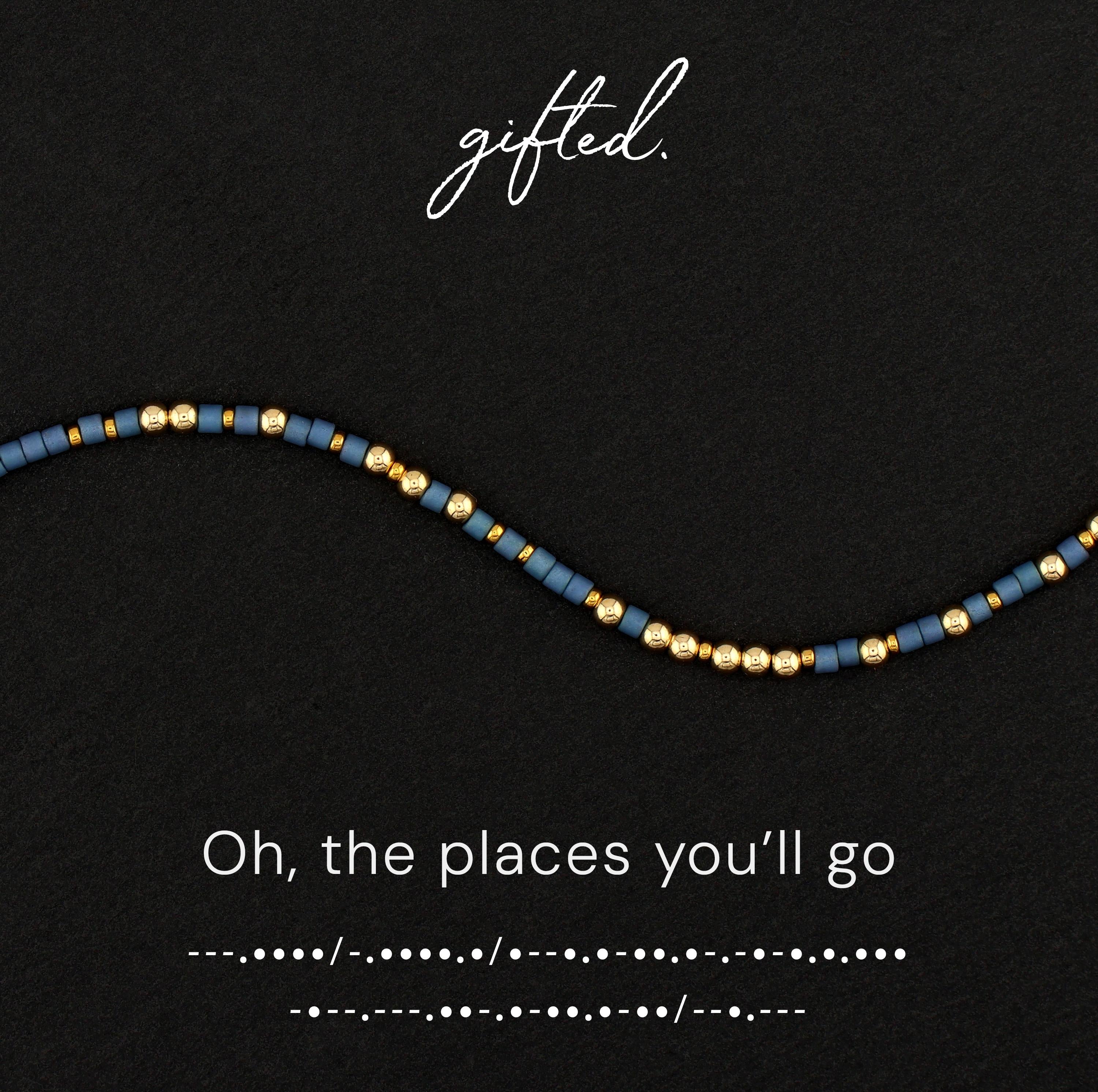 Custom Morse Code Bracelet, Oh the Places You'll Go | Graduation Retirement & Milestone Gift | Hidden Message Jewelry