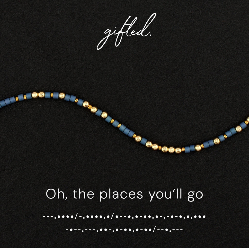 Custom Morse Code Bracelet, Oh the Places You'll Go | Graduation Retirement & Milestone Gift | Hidden Message Jewelry