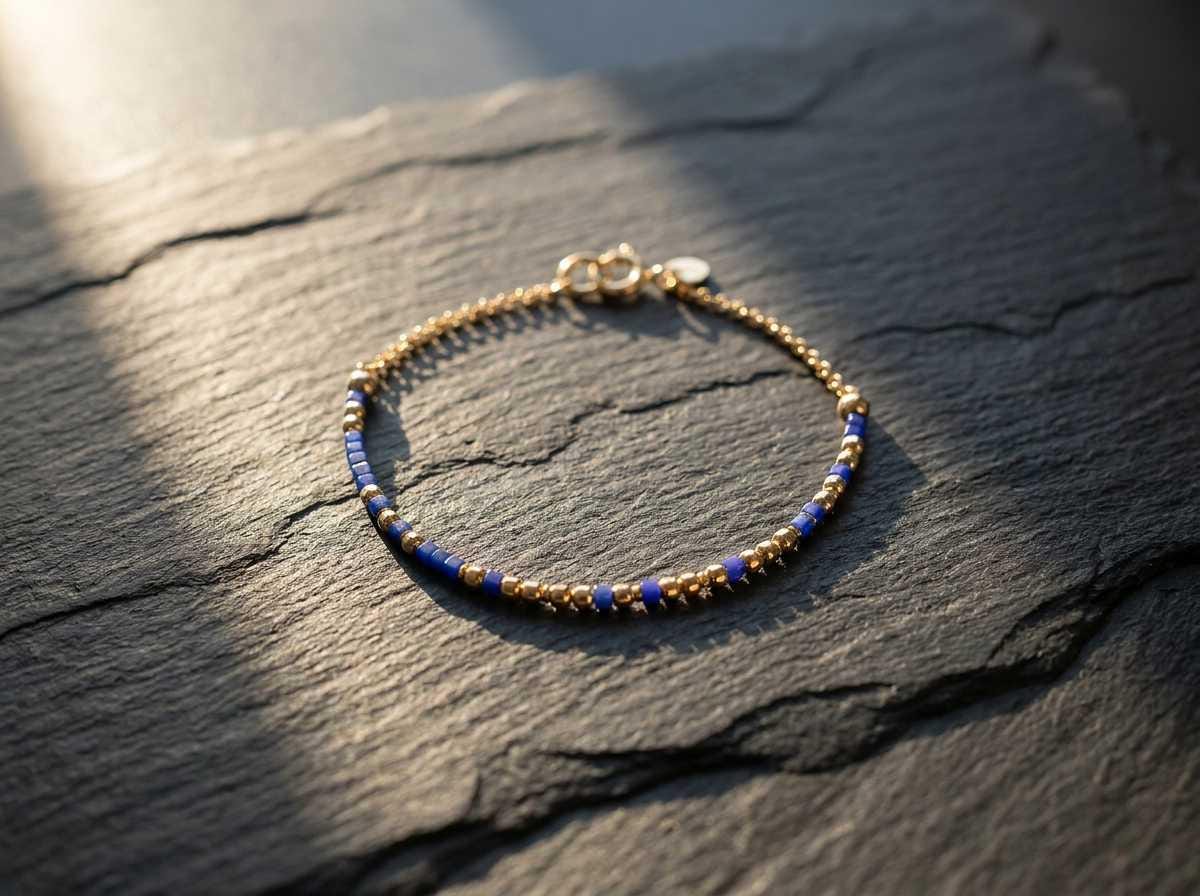 Chosen sister Morse code bracelet in 14k Gold Fill and 925 Sterling Silver with glass beads