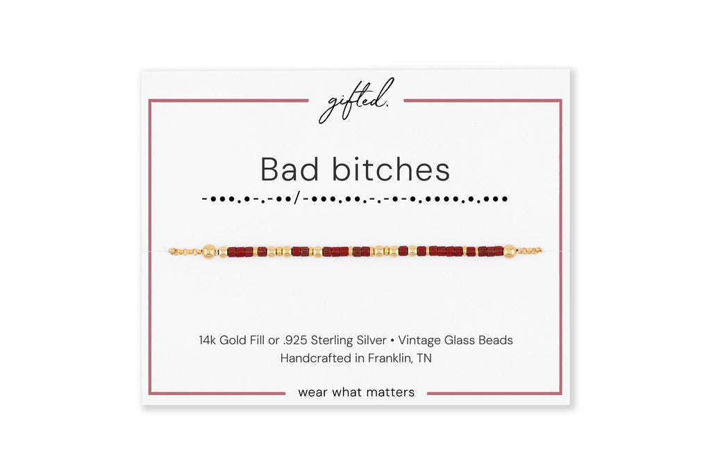 Custom Morse Code Necklace, Bad Bitches Gift | Best Friends & Bachelorette Party | Hidden Message Friendship Jewelry
