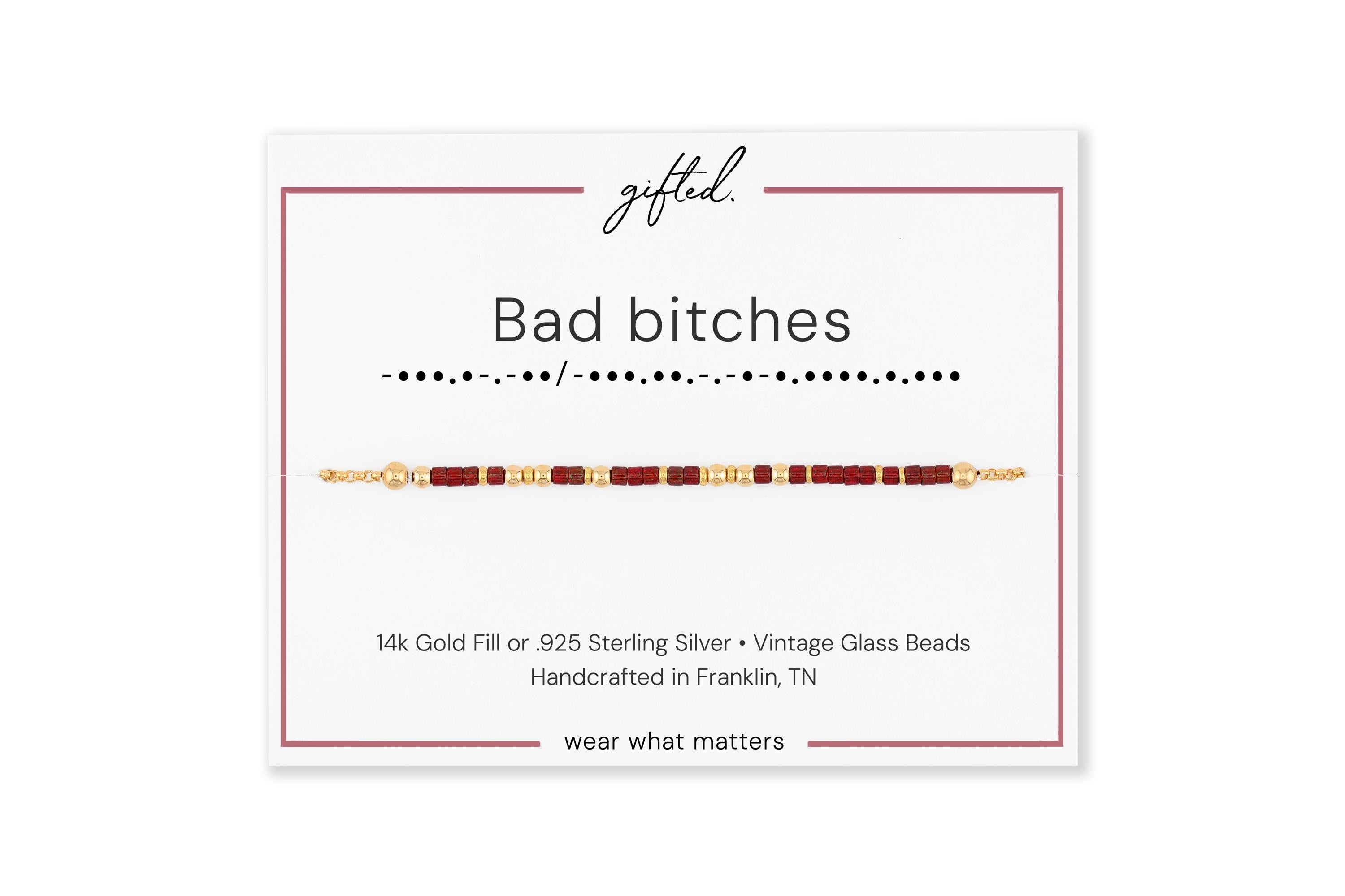 Custom Morse Code Necklace, Bad Bitches Gift | Best Friends & Bachelorette Party | Hidden Message Friendship Jewelry