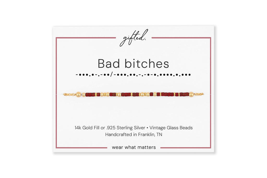 Custom Morse Code Bracelet, Bad Bitches Gift | Best Friends & Bachelorette Party | Hidden Message Friendship Jewelry