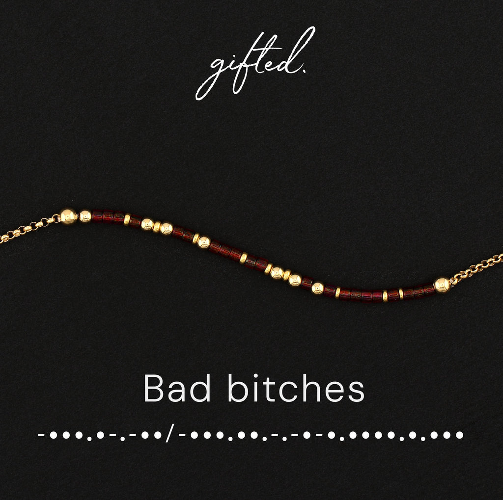 Custom Morse Code Necklace, Bad Bitches Gift | Best Friends & Bachelorette Party | Hidden Message Friendship Jewelry
