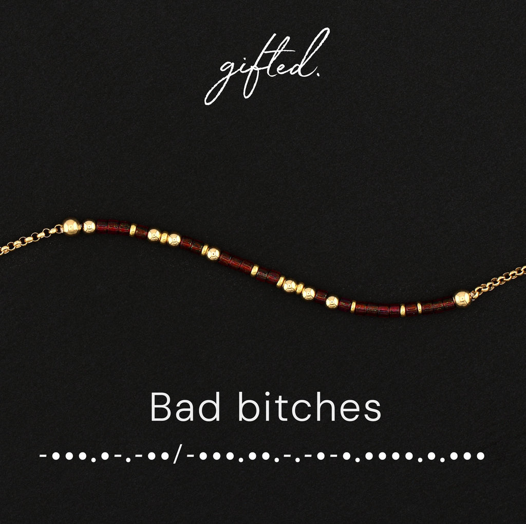 Custom Morse Code Bracelet, Bad Bitches Gift | Best Friends & Bachelorette Party | Hidden Message Friendship Jewelry