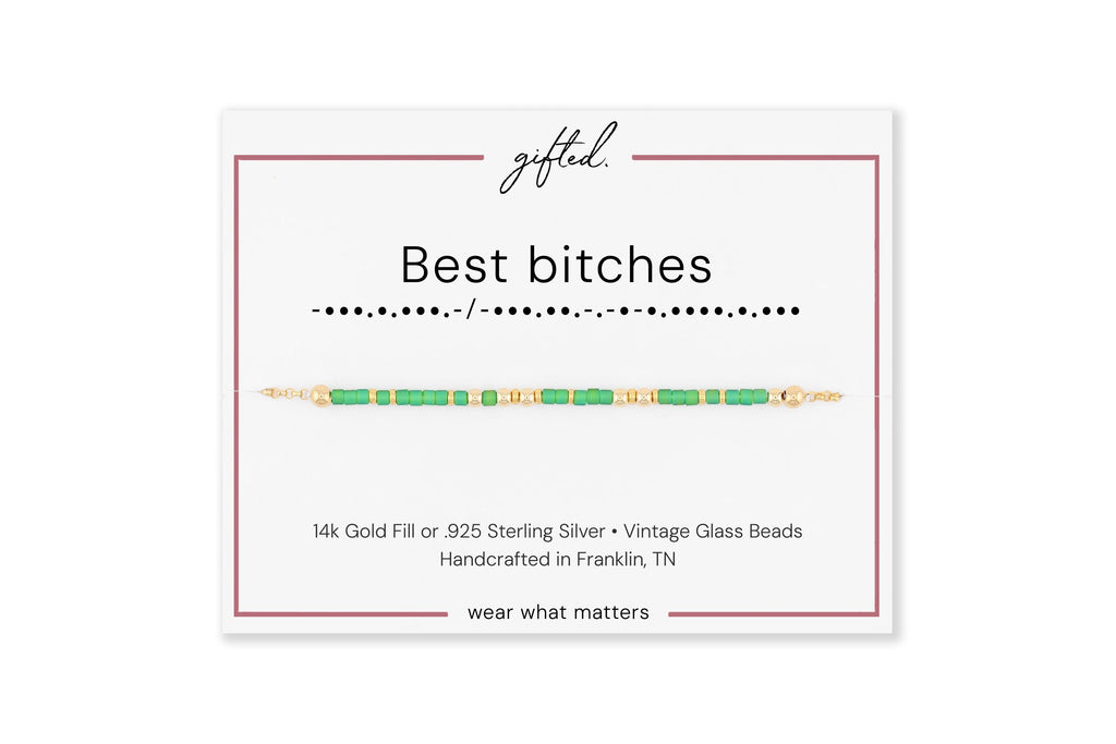 Custom Morse Code Necklace, Best Bitches | Funny Friend & Ride or Die Gift | Hidden Message Jewelry