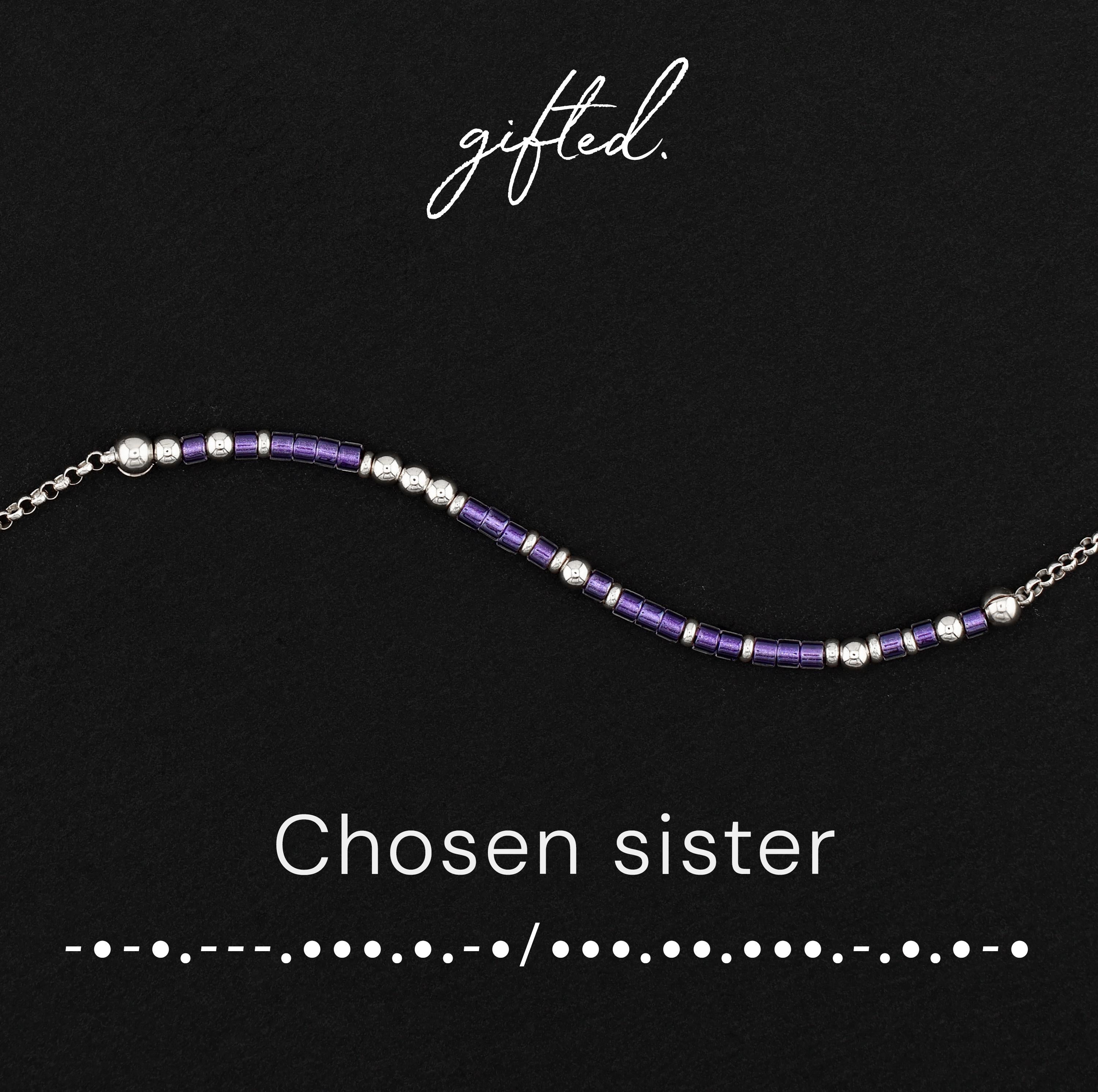 Custom Morse Code Bracelet, Chosen Sister Gift | Bonus & Blended Family Gift | Hidden Message Jewelry