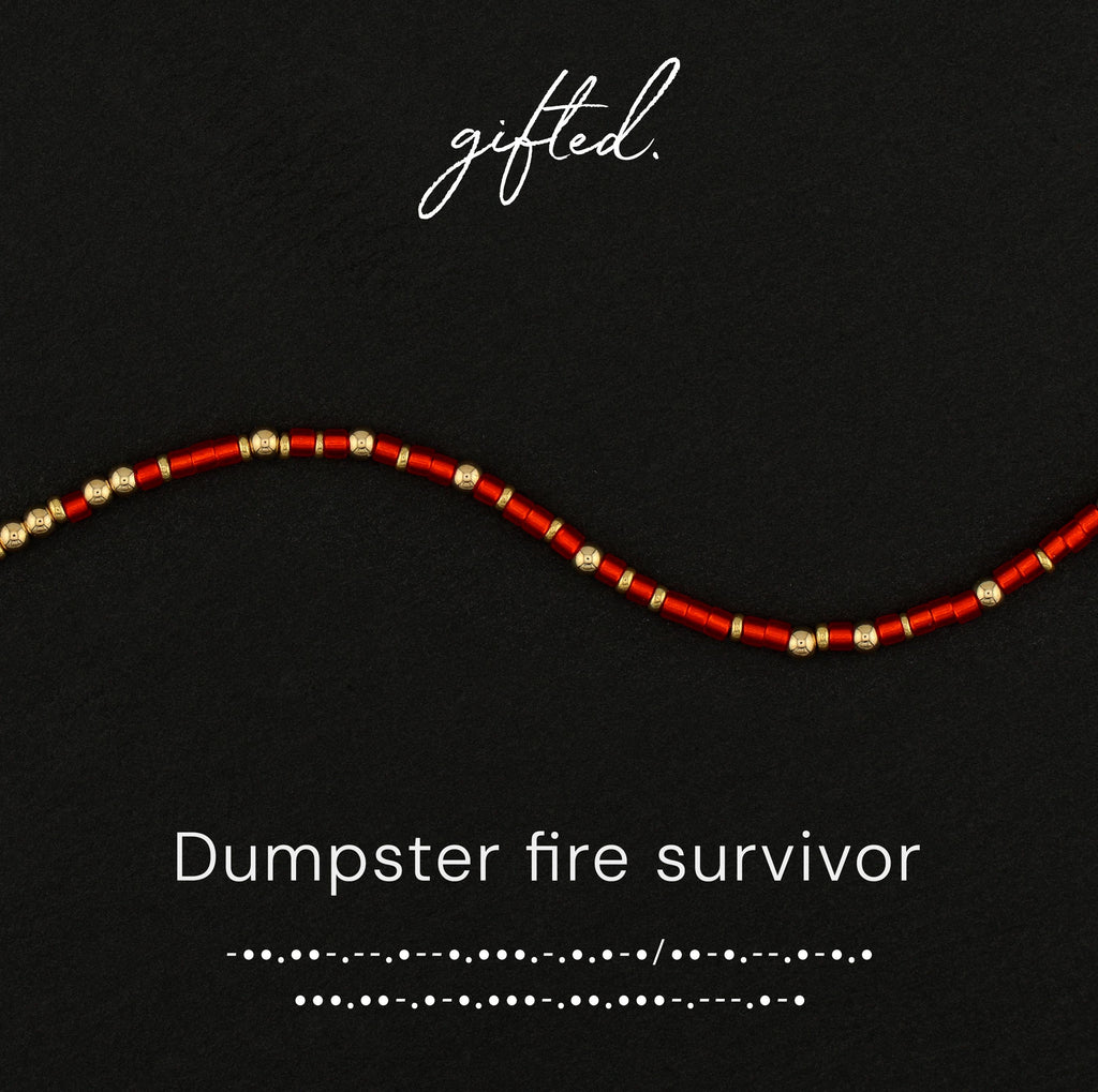 Custom Morse Code Bracelet, Dumpster Fire Survivor | Breakup & Empowerment Gift | Hidden Message Jewelry