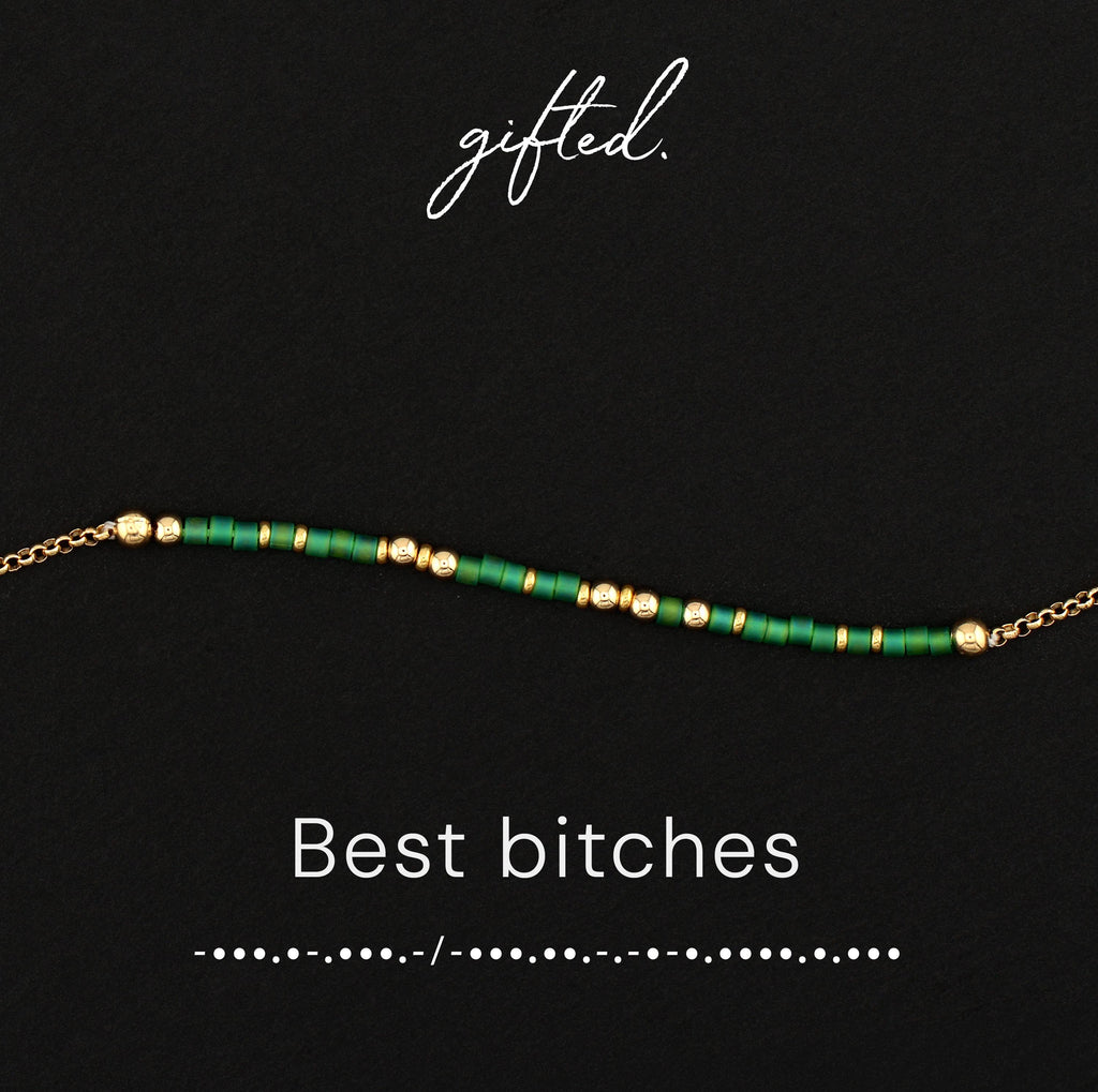 Custom Morse Code Bracelet, Best Bitches | Funny Friend & Ride or Die Gift | Hidden Message Jewelry