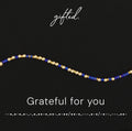 Grateful for you spelled in Morse code in beads on a gifted. card