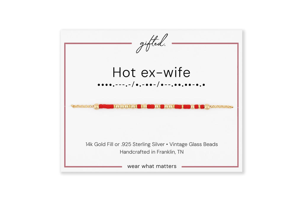Custom Morse Code Bracelet, Hot Ex-Wife | Divorce & Empowerment Gift | Hidden Message Jewelry