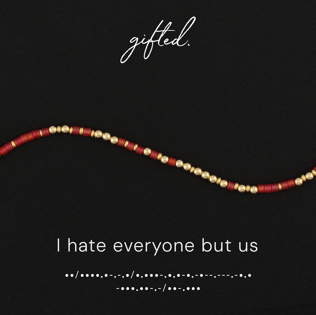 Custom Morse Code Bracelet, I Hate Everyone But Us | Best Friend or Partner Gift | Hidden Message Jewelry