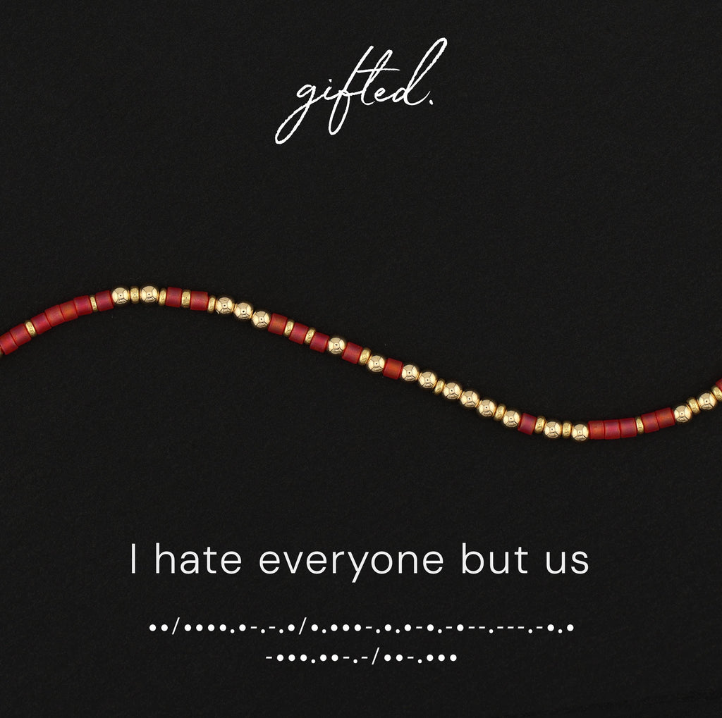 SEO - Custom Morse Code Bracelet, I Hate Everyone But Us | Best Friend or Partner Gift | Hidden Message Jewelry