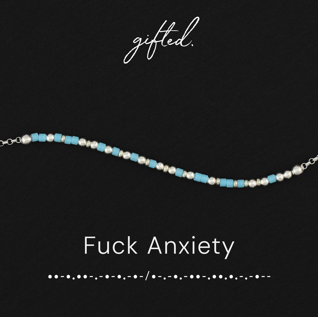 SEO - Custom Morse Code Bracelet, Fuck Anxiety | Mental Health Awareness Gift | Hidden Message Jewelry