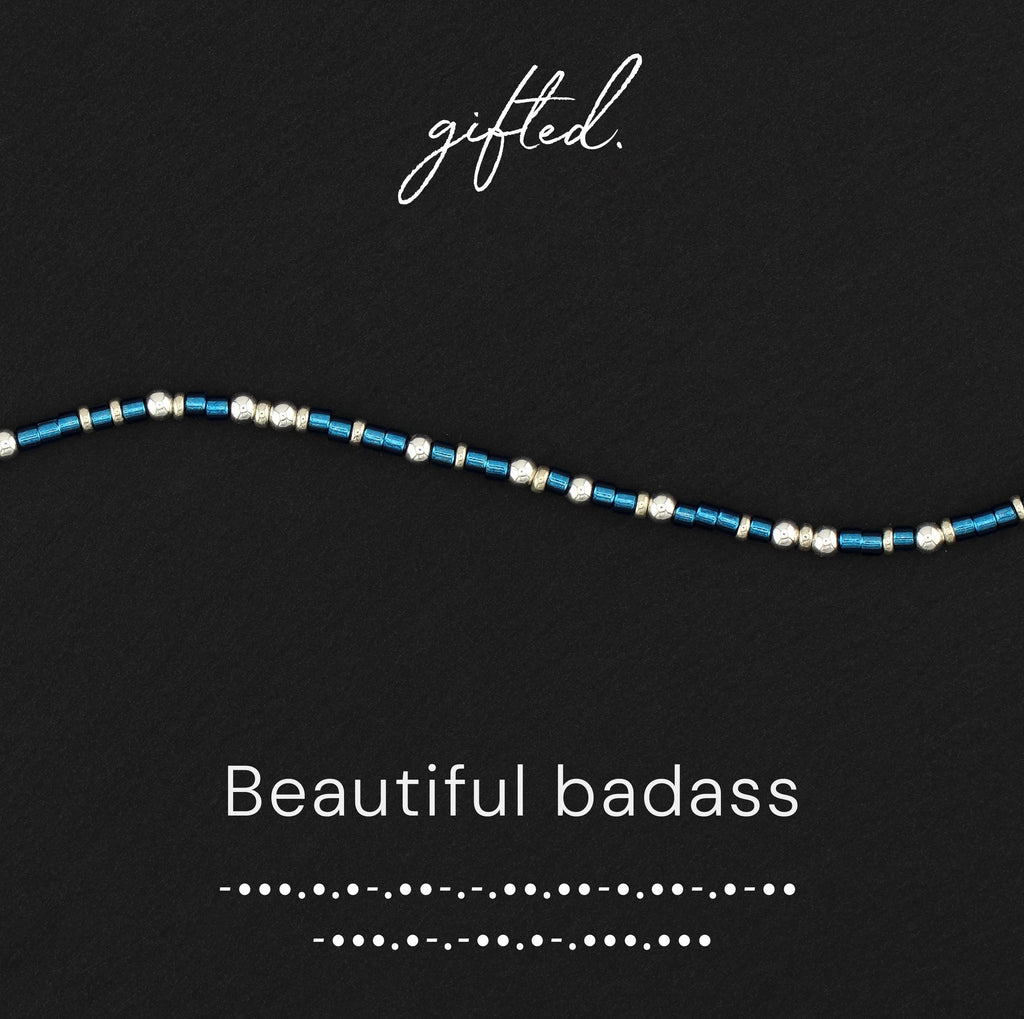 Custom Morse Code Bracelet, Beautiful Badass | Inspirational Bracelet for Women | Hidden Message Jewelry