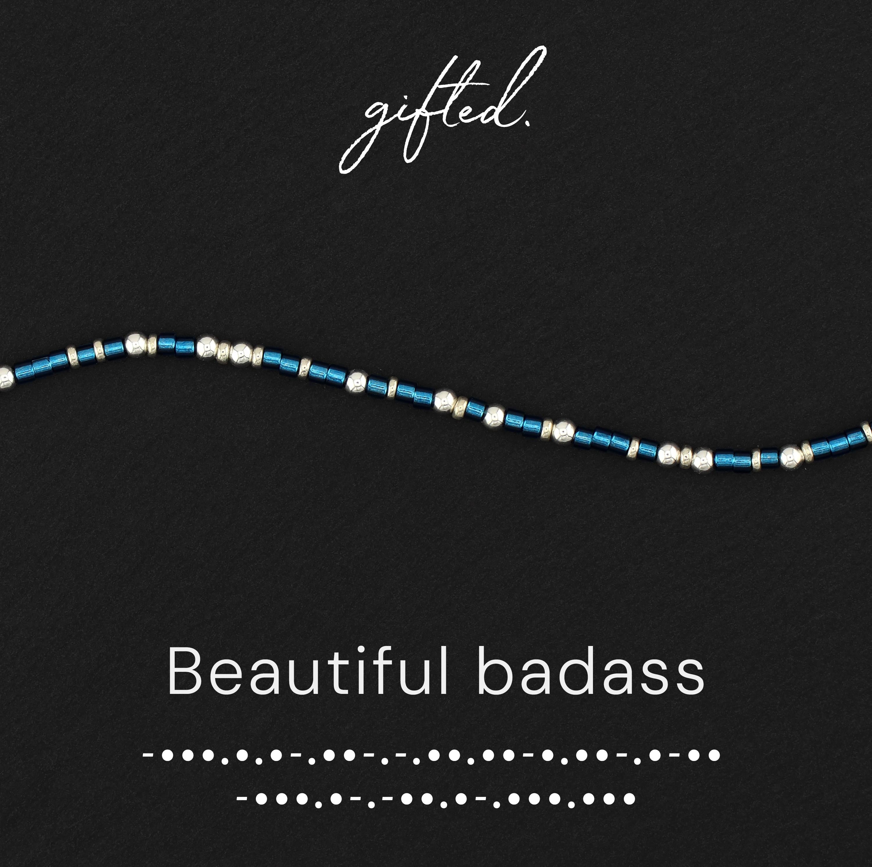 Custom Morse Code Bracelet, Beautiful Badass | Inspirational Bracelet for Women | Hidden Message Jewelry
