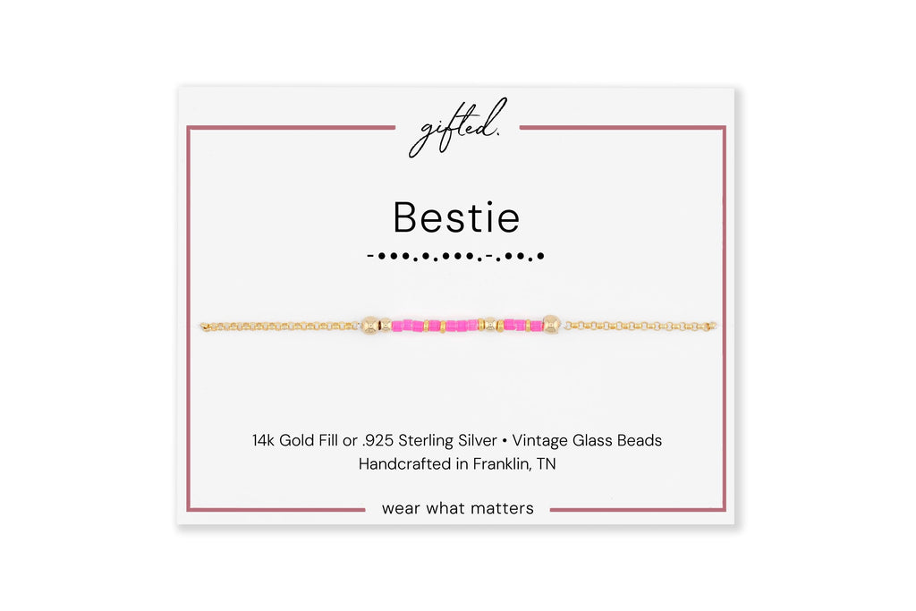 Custom Morse Code Bracelet, Bestie Gift | Best Friend & Work Bestie | Hidden Message Jewelry