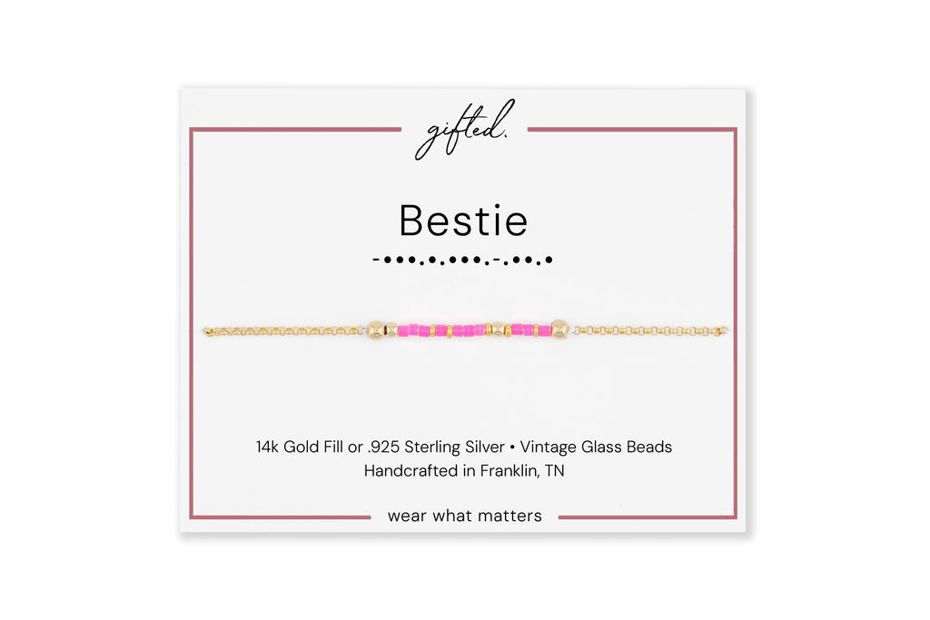 SEO - Custom Morse Code Bracelet, Bestie Gift | Best Friend & Work Bestie | Hidden Message Jewelry