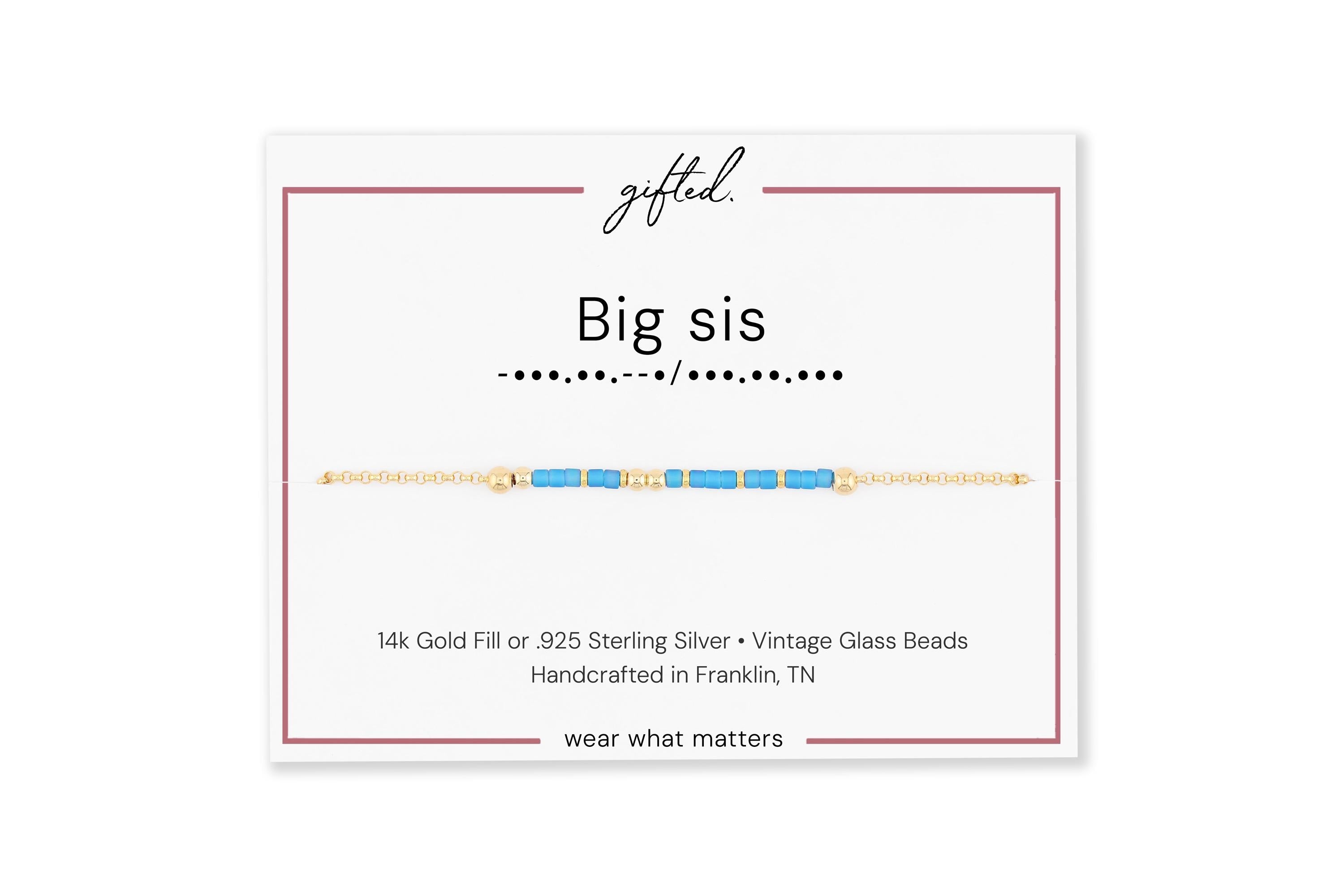 Custom Morse Code Bracelet, Big Sis Gift | Sorority Big & Little Sister | Hidden Message Jewelry