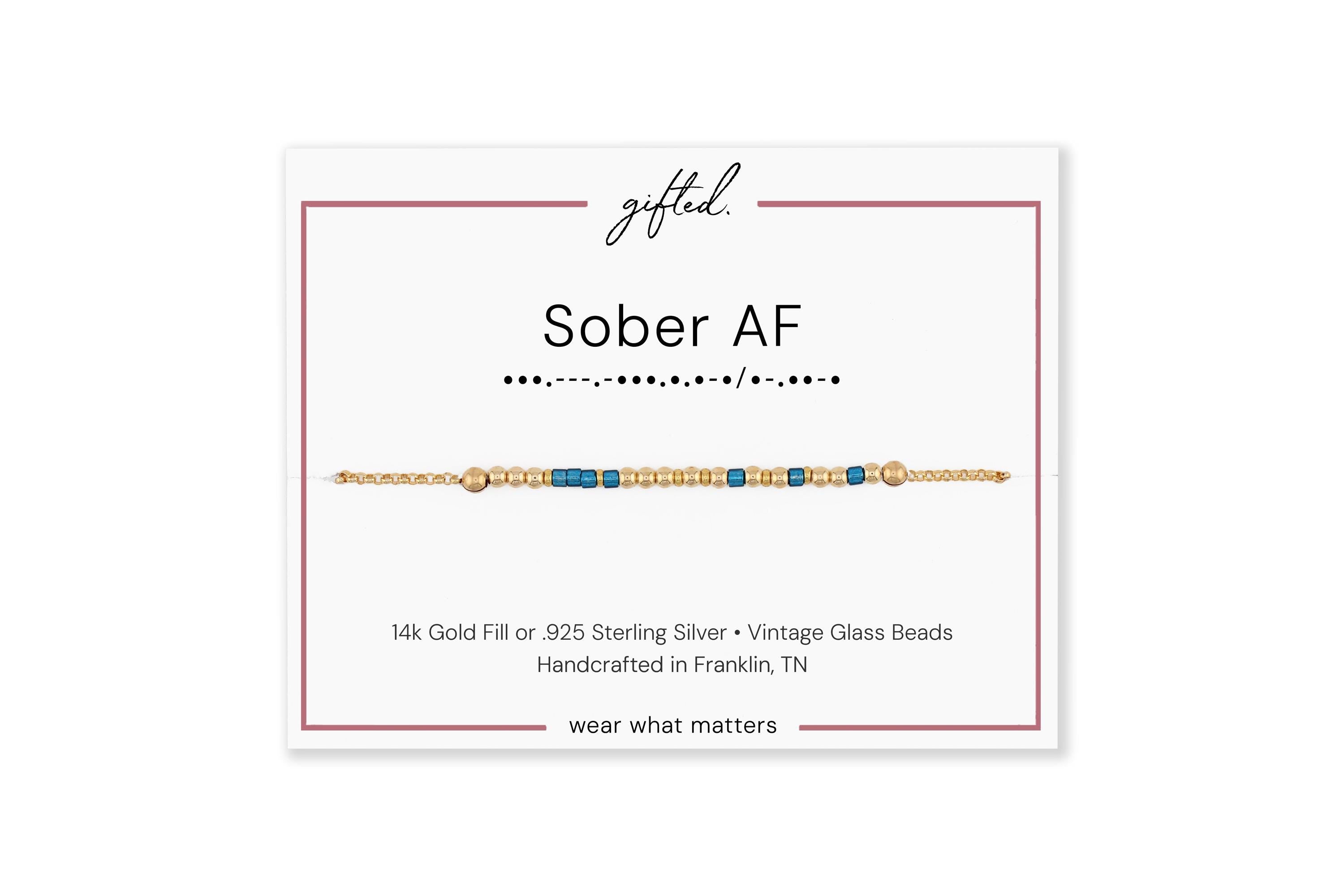 Custom Morse Code Bracelet, Sober AF | Sobriety Recovery Gift | Hidden Message Jewelry