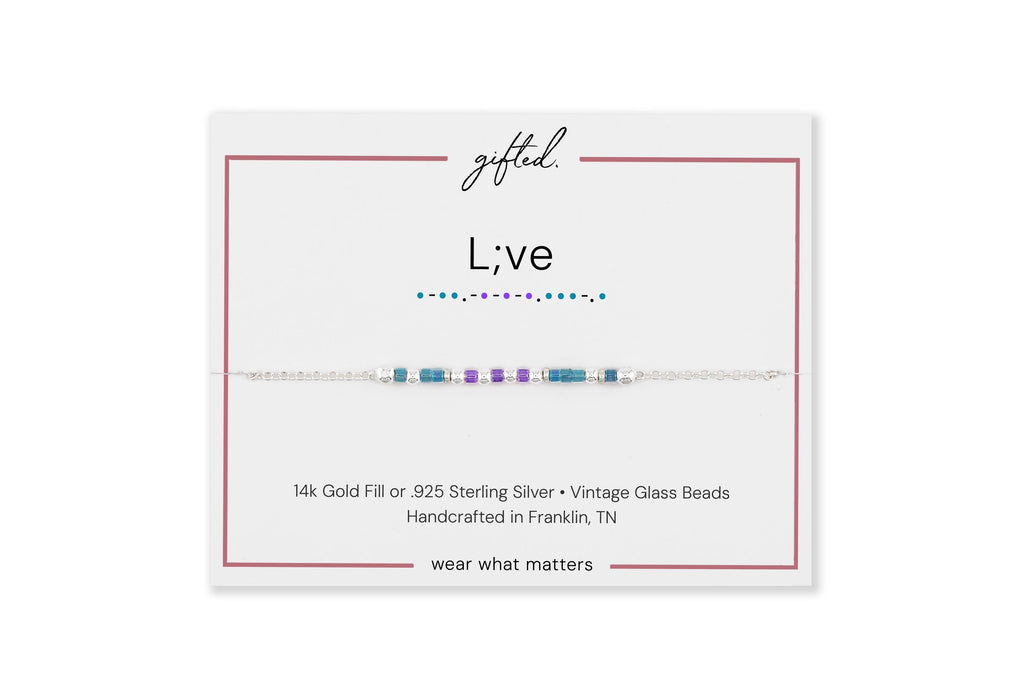 Custom Morse Code Bracelet, Live Semicolon | Mental Health & Suicide Awareness Gift | Hidden Message Jewelry