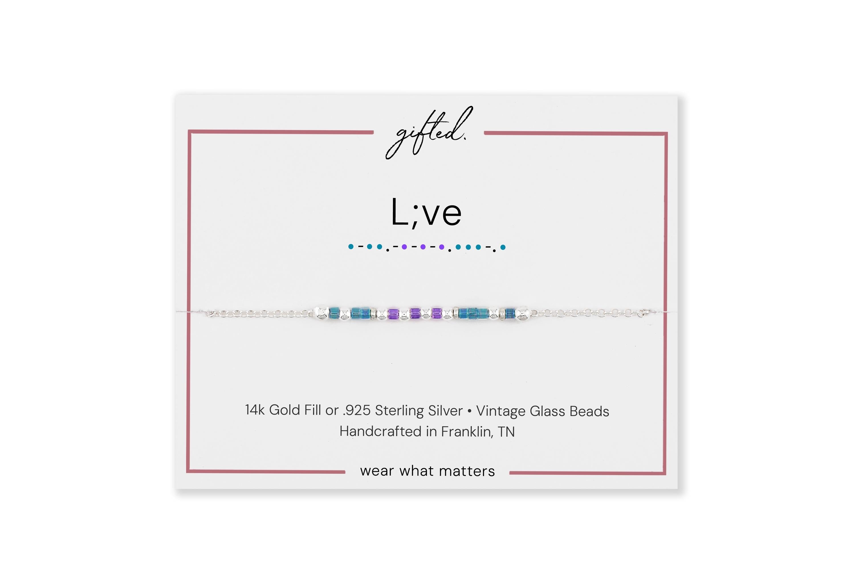 Custom Morse Code Bracelet, Live Semicolon | Mental Health & Suicide Awareness Gift | Hidden Message Jewelry