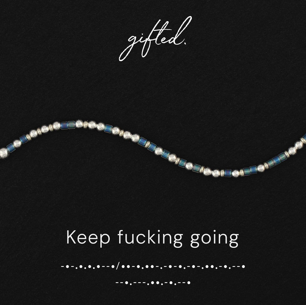 SEO - Custom Morse Code Bracelet, Keep Fucking Going | Perseverance Reminder | Mental Health & Resilience Gift | Hidden Message Jewelry