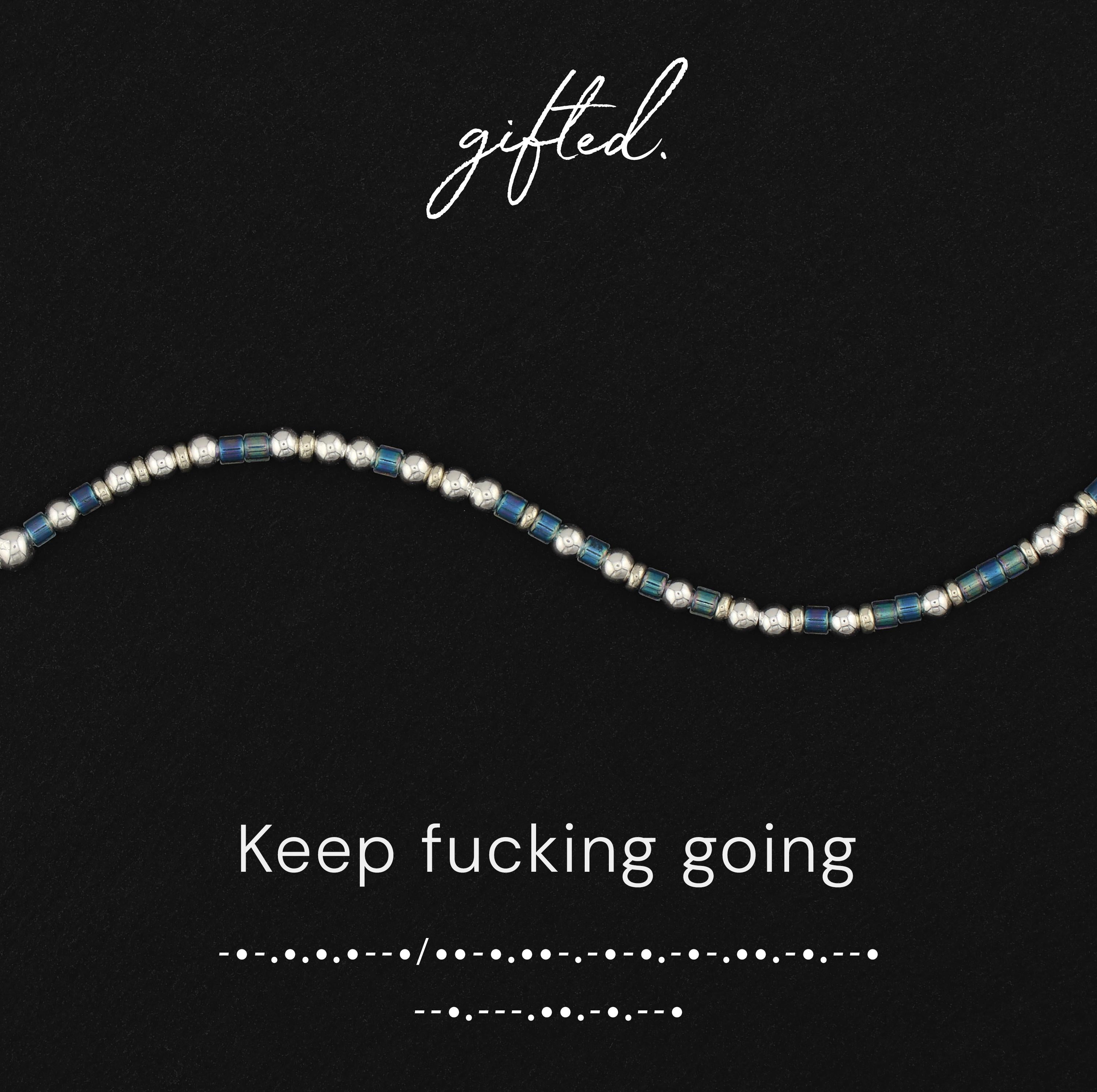 SEO - Custom Morse Code Bracelet, Keep Fucking Going | Perseverance Reminder | Mental Health & Resilience Gift | Hidden Message Jewelry