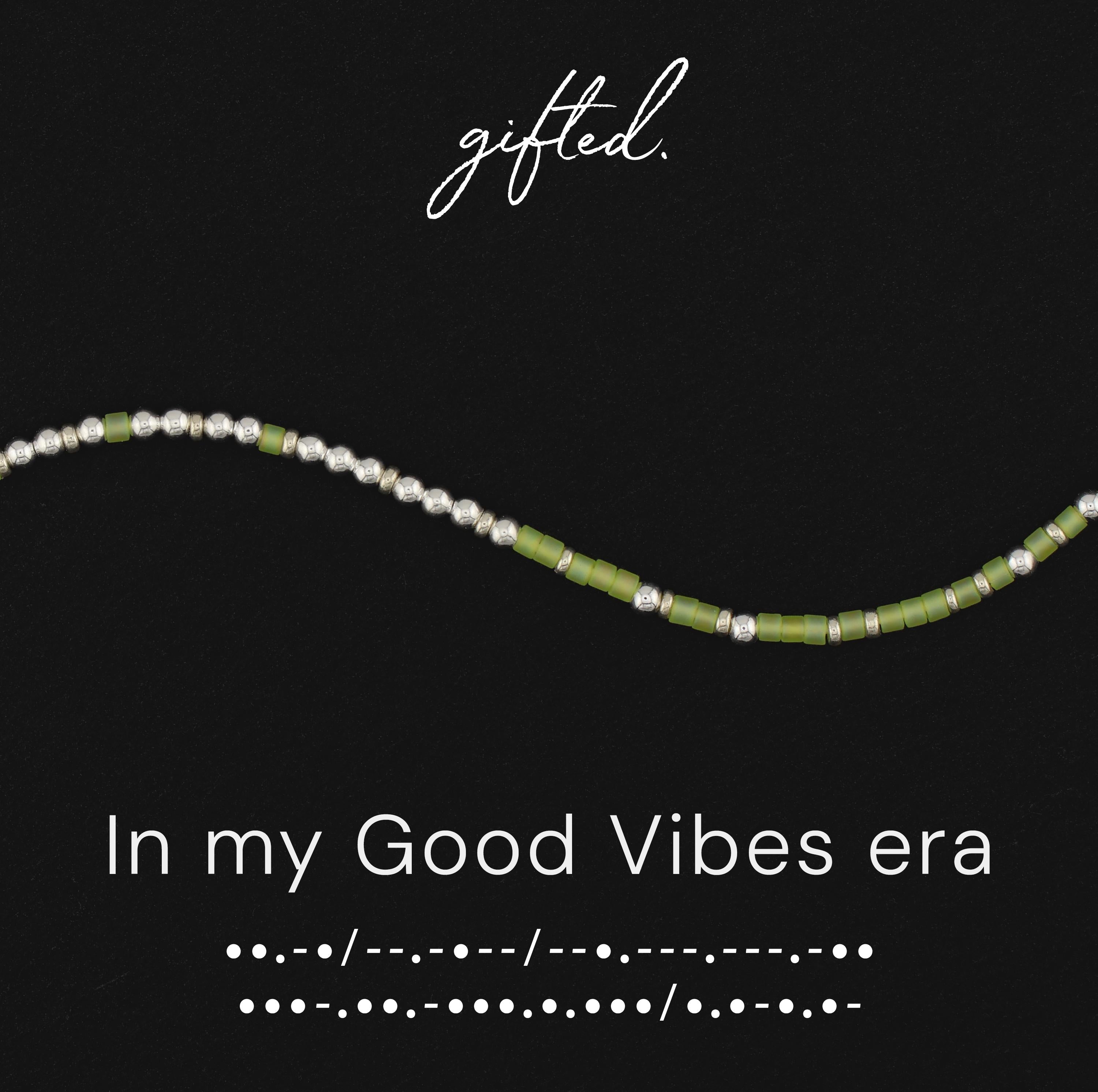 Custom Morse Code Bracelet, In My Good Vibes Era | Self Love & Positive Energy Gift | Hidden Message Jewelry