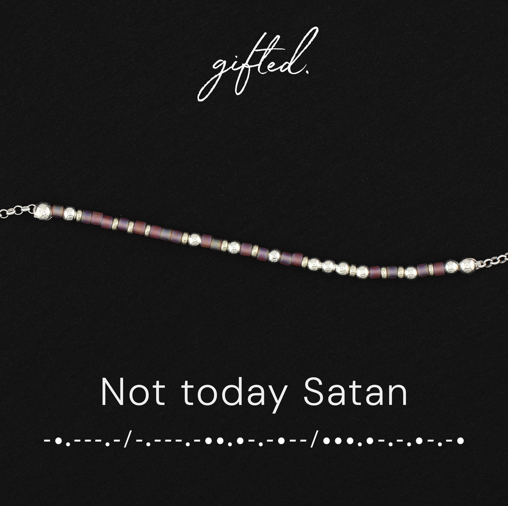 Custom Morse Code Bracelet, Not Today Satan | Funny Feminist & Anti-Bullshit Gift | Hidden Message Jewelry