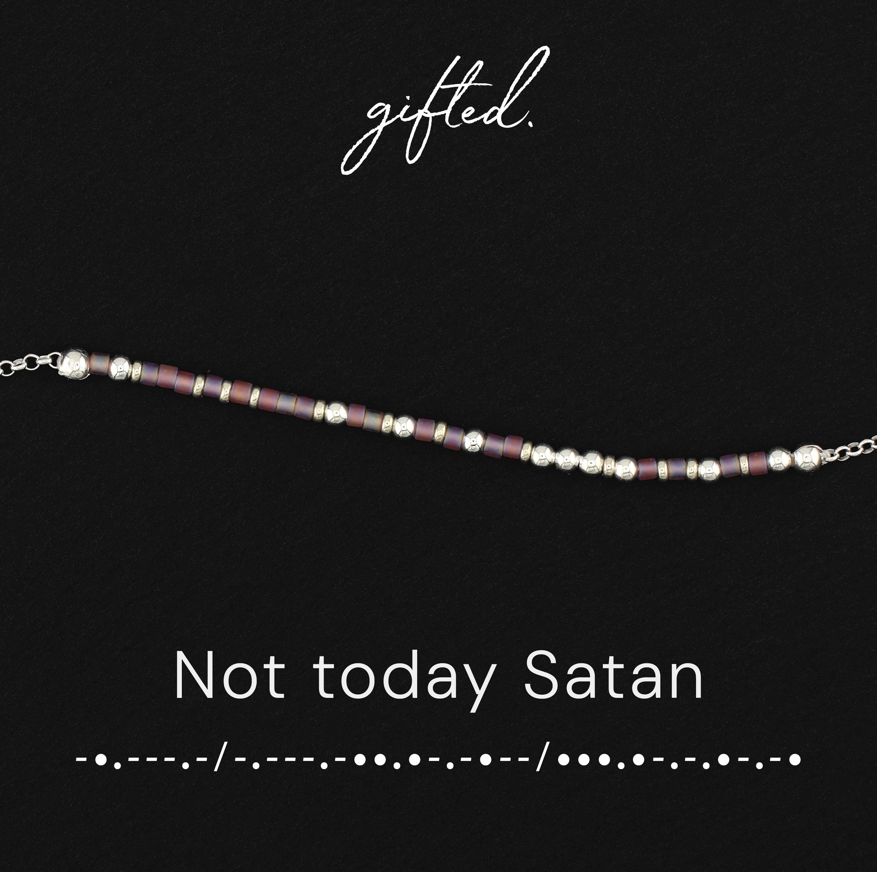 Custom Morse Code Bracelet, Not Today Satan | Funny Feminist & Anti-Bullshit Gift | Hidden Message Jewelry