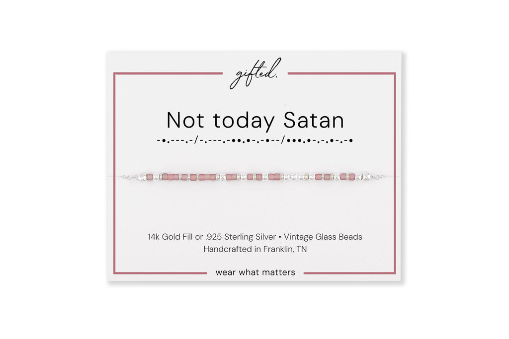 Custom Morse Code Bracelet, Not Today Satan | Funny Feminist & Anti-Bullshit Gift | Hidden Message Jewelry