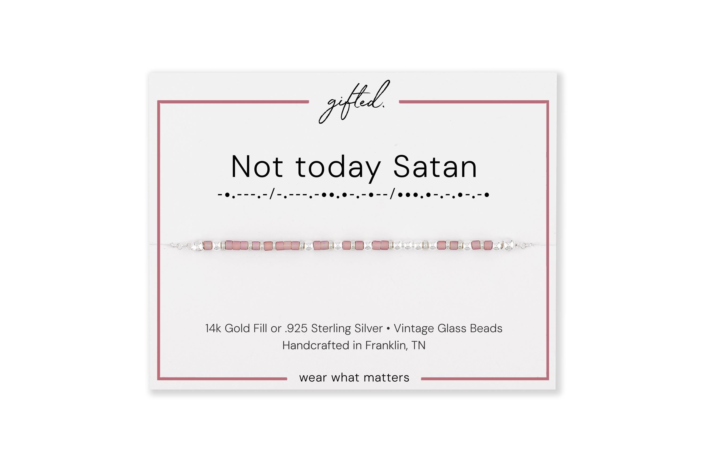 Custom Morse Code Bracelet, Not Today Satan | Funny Feminist & Anti-Bullshit Gift | Hidden Message Jewelry