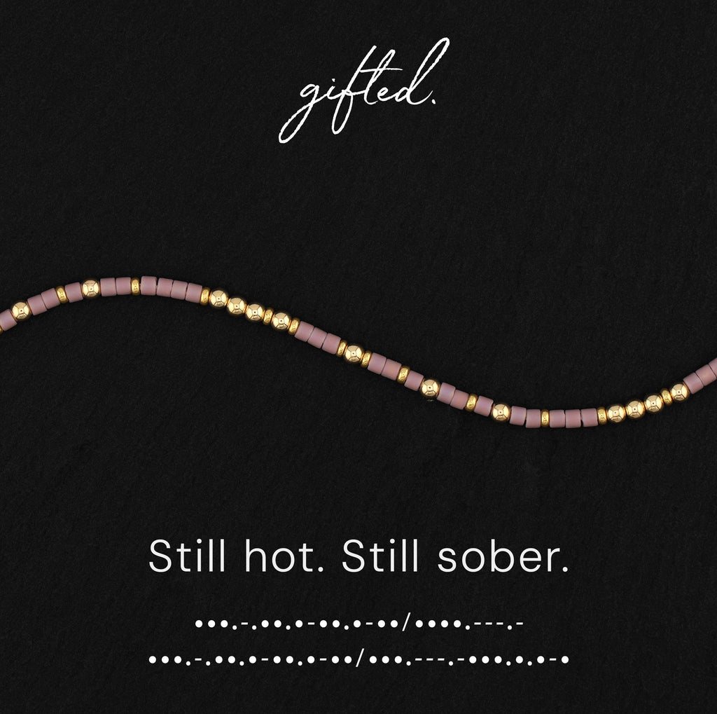 Custom Morse Code Bracelet, Still Hot Still Sober | Sobriety Recovery Gift | Hidden Message Jewelry