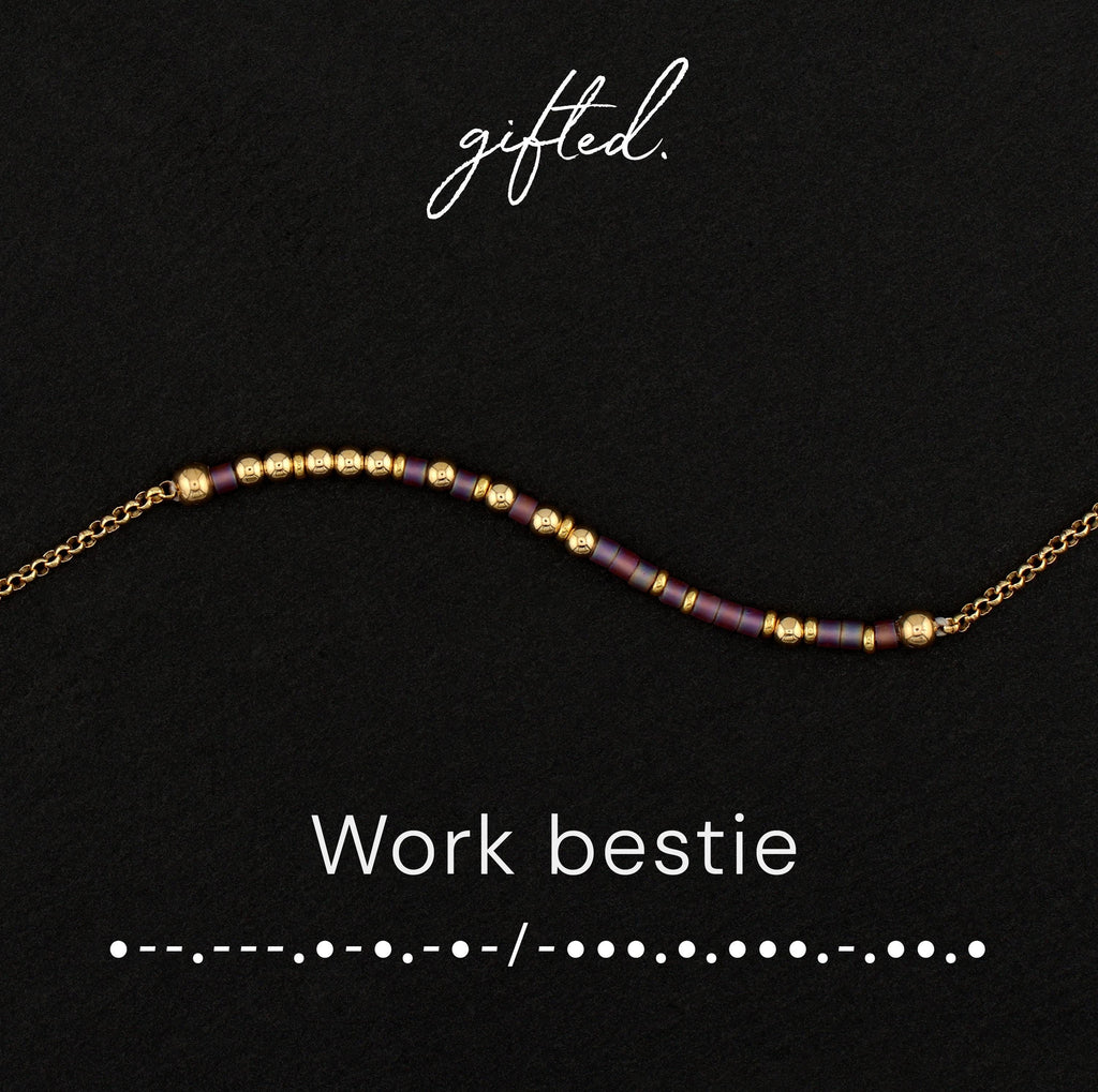 SEO - Custom Morse Code Bracelet, Work Bestie Gift | Coworker Work Wife & Office BFF | Hidden Message Jewelry