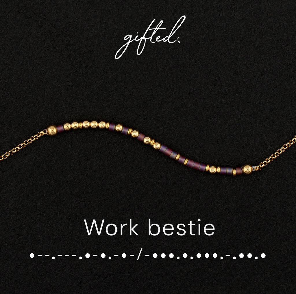 Custom Morse Code Bracelet, Work Bestie Gift | Coworker Work Wife & Office BFF | Hidden Message Jewelry