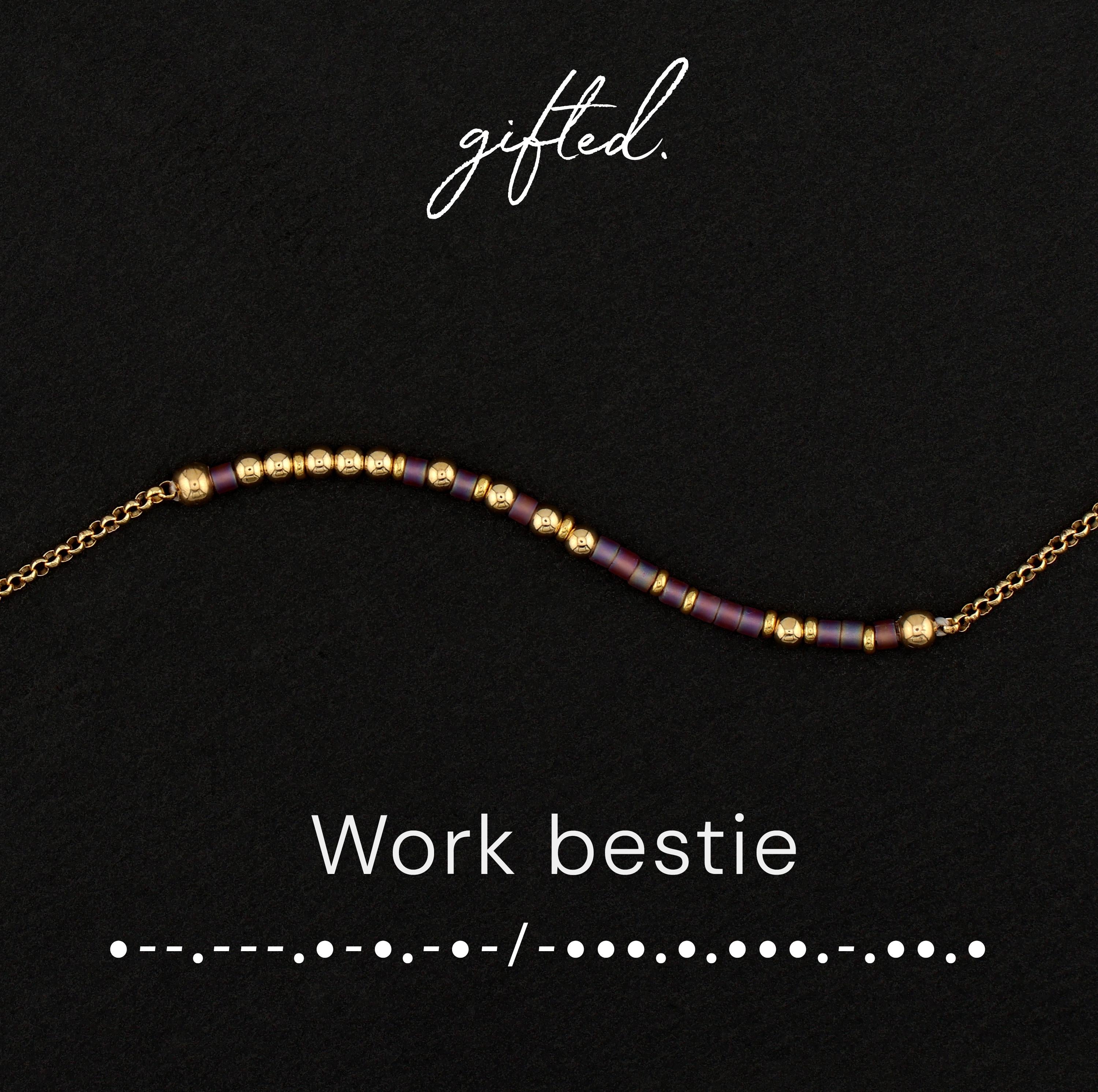 Custom Morse Code Bracelet, Work Bestie Gift | Coworker Work Wife & Office BFF | Hidden Message Jewelry