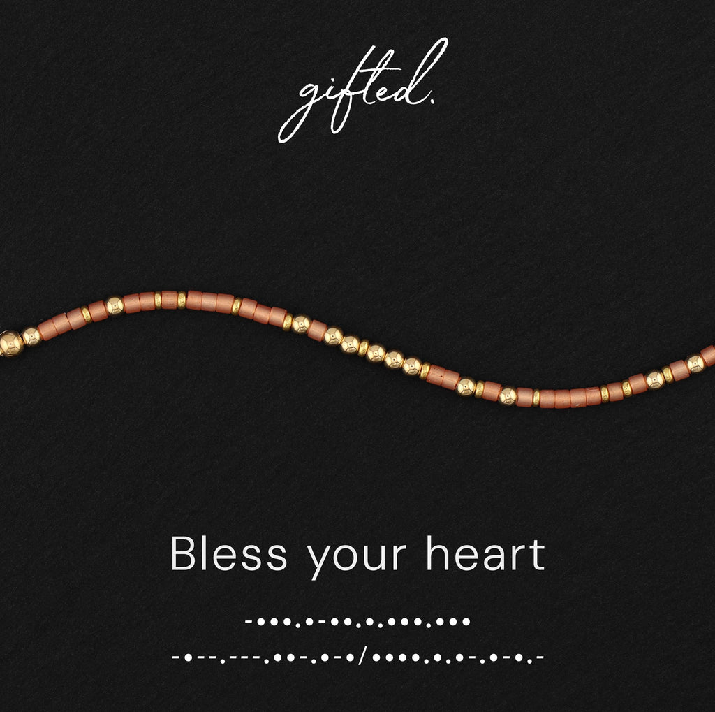 Custom Morse Code Bracelet, Bless Your Heart | Sarcastic Southern Pride Jewelry | Hidden Message Jewelry