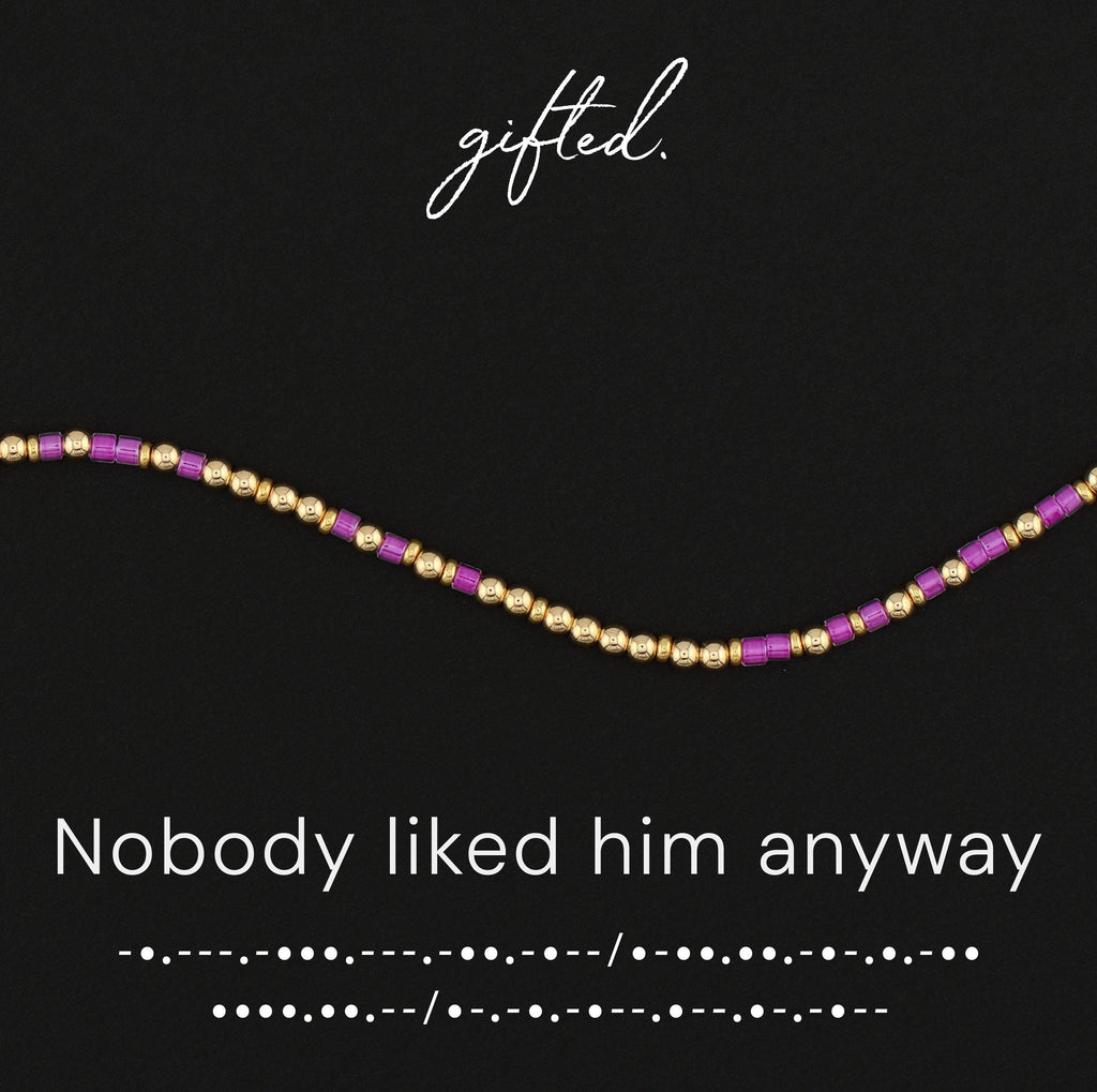 SEO - Custom Morse Code Bracelet, Nobody Liked Him Anyway | Breakup & Friend Support Gift | Hidden Message Jewelry
