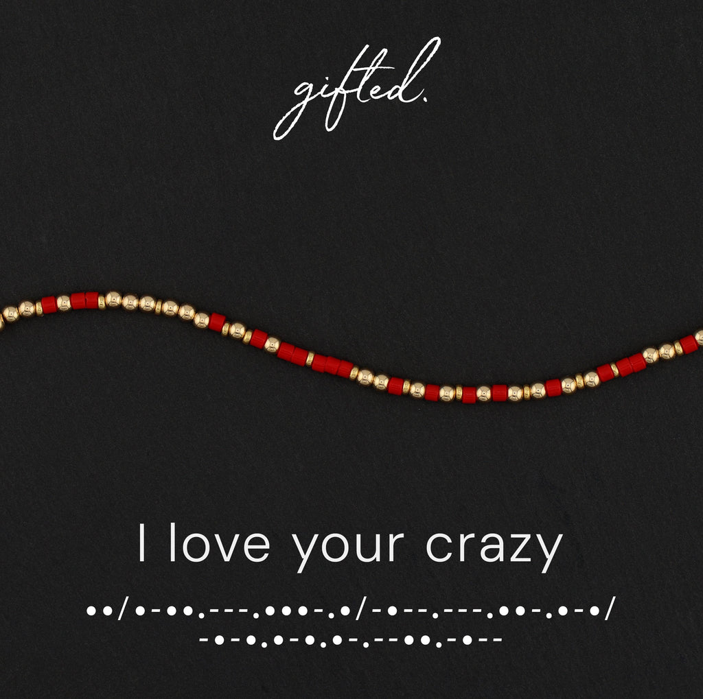 Custom Morse Code Bracelet, I Love Your Crazy | Funny Friend & Ride or Die Gift | Hidden Message Jewelry